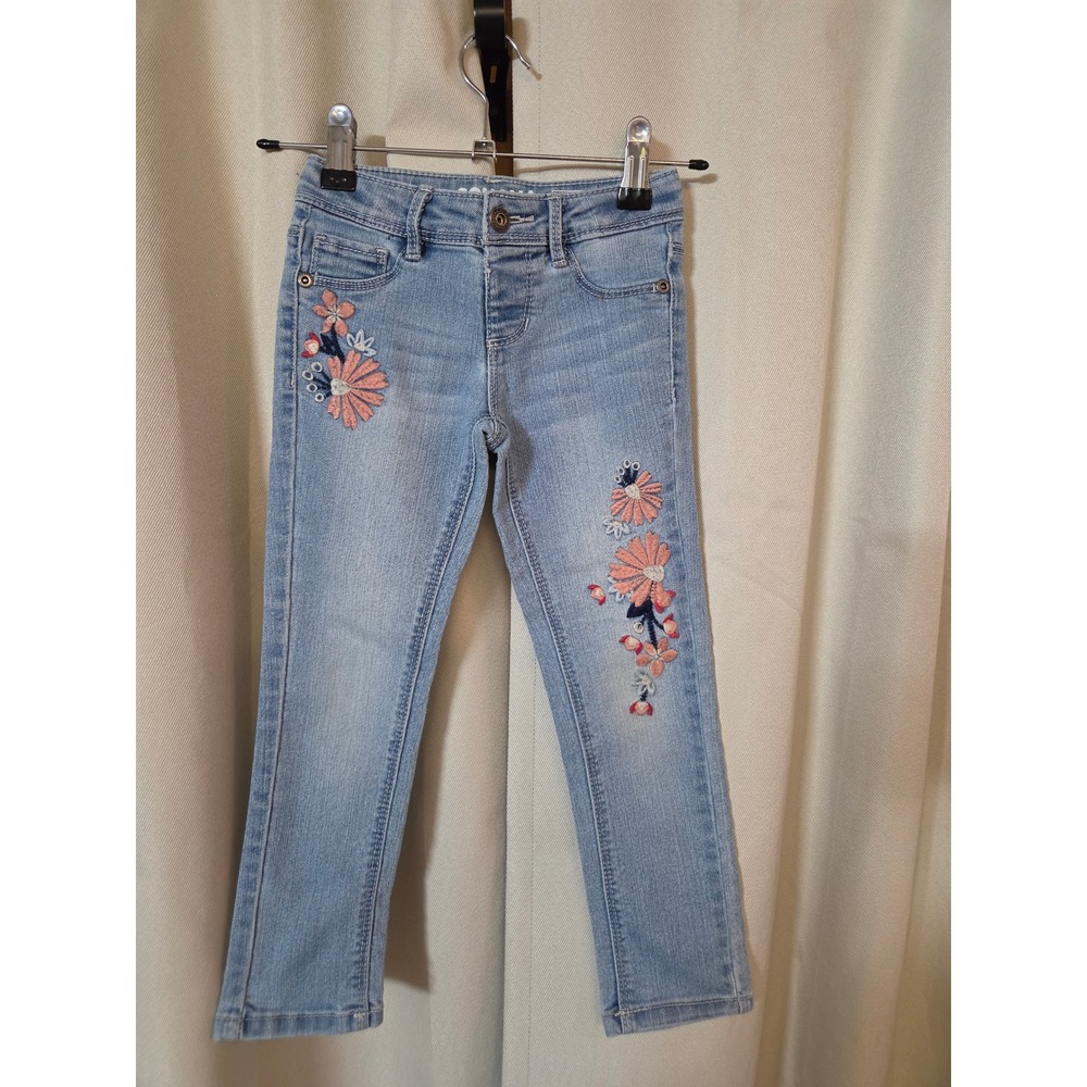 Sonoma Girls Floral Embroidered Jeggings Light Wash Denim Size 4 Adjustable